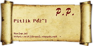 Pitlik Pál névjegykártya
